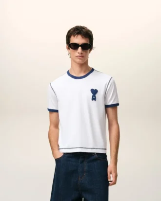 T-shirt blanc Ami de Coeur avec patch en tricot