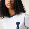 T-shirt blanc Ami de Coeur avec patch en tricot