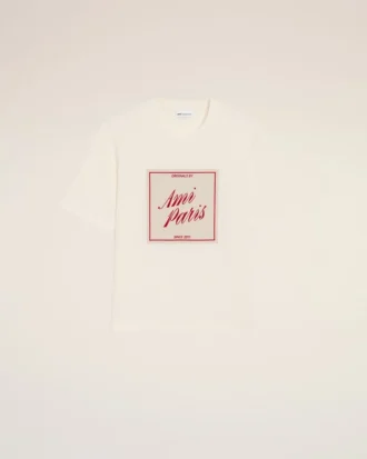 T-shirt blanc en coton Ami Paris avec imprimé Heritage