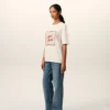 T-shirt blanc en coton Ami Paris avec imprimé Heritage