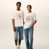 T-shirt blanc en coton Ami Paris avec imprimé Heritage