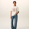 T-shirt blanc en coton Ami Paris avec imprimé Heritage