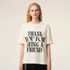 T-shirt blanc en coton avec imprimé signature