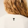 T-shirt blanc en coton avec imprimé signature