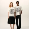 T-shirt blanc en coton avec imprimé signature
