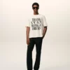 T-shirt blanc en coton avec imprimé signature