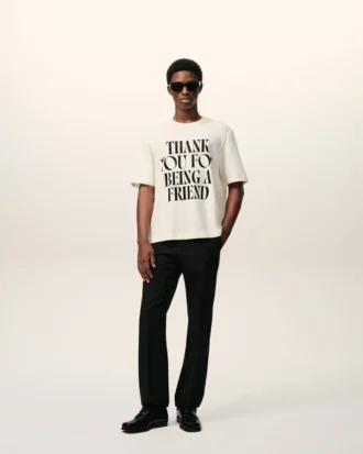 T-shirt blanc en coton avec imprimé signature