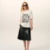 T-shirt blanc en coton avec imprimé signature