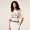 T-shirt blanc en coton imprimé Ami Paris