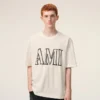T-shirt blanc en coton imprimé Ami Paris