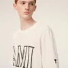 T-shirt blanc en coton imprimé Ami Paris