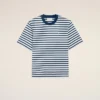 T-shirt bleu en coton coupe carrée Marinière Ami de Coeur T-Shirt