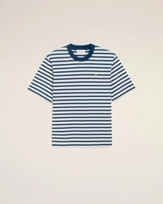 T-shirt bleu en coton coupe carrée Marinière Ami de Coeur T-Shirt