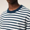 T-shirt bleu en coton coupe carrée Marinière Ami de Coeur T-Shirt