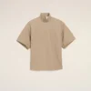 T-shirt à col montant boutonné Ami De Coeur en coton beige