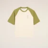 T-shirt en coton blanc et vert avec patch Ami de Coeur tricoté