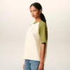 T-shirt en coton blanc et vert avec patch Ami de Coeur tricoté