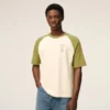 T-shirt en coton blanc et vert avec patch Ami de Coeur tricoté