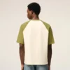 T-shirt en coton blanc et vert avec patch Ami de Coeur tricoté