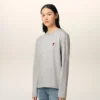 T-shirt à manches longues Ami de Coeur en coton gris