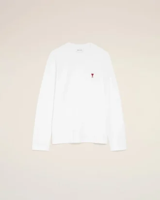 T-shirt à manches longues blanc en coton avec « Red Ami de Coeur »