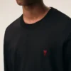 T-shirt à manches longues Red Ami de Coeur en coton noir et rouge