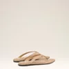 Tongs à bout pointu en cuir d&rsquo;agneau beige