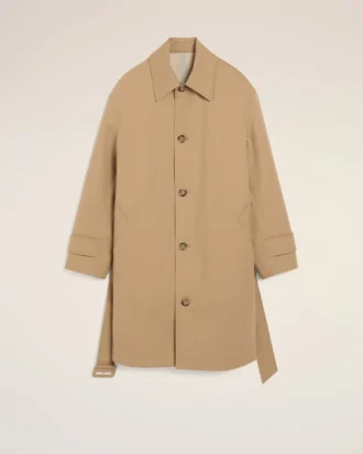 Trench-coat beige en sergé de coton déperlant avec ceinture