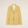 Veste ajustée en laine vierge jaune à simple boutonnage