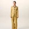 Veste ajustée en laine vierge jaune à simple boutonnage