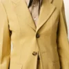 Veste ajustée en laine vierge jaune à simple boutonnage