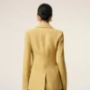 Veste ajustée en laine vierge jaune à simple boutonnage