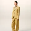 Veste ajustée en laine vierge jaune à simple boutonnage