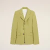 Veste ajustée en laine vierge verte à simple boutonnage