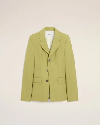 Veste ajustée en laine vierge verte à simple boutonnage