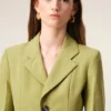 Veste ajustée en laine vierge verte à simple boutonnage