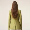 Veste ajustée en laine vierge verte à simple boutonnage