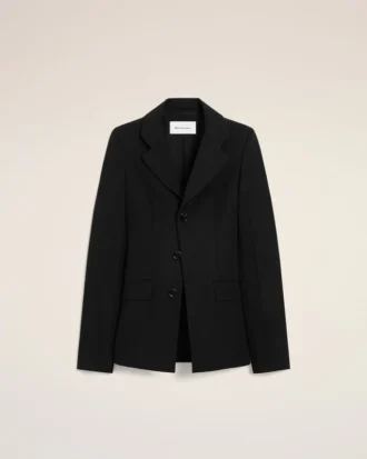 Veste ajustée à simple boutonnage en laine vierge noire