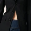 Veste ajustée à simple boutonnage en laine vierge noire