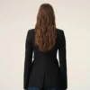 Veste ajustée à simple boutonnage en laine vierge noire