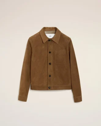 Veste Ami de Coeur en cuir marron boutonnée