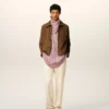 Veste Ami de Coeur en cuir marron boutonnée