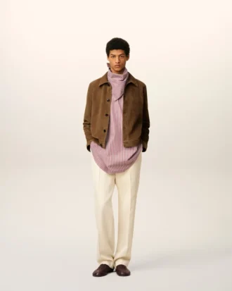 Veste Ami de Coeur en cuir marron boutonnée