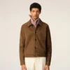 Veste Ami de Coeur en cuir marron boutonnée