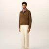 Veste Ami de Coeur en cuir marron boutonnée