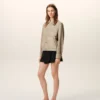 Veste Ami de Coeur en nylon beige à boutons-pression