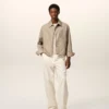 Veste Ami de Coeur en nylon beige à boutons-pression