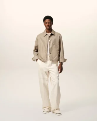 Veste Ami de Coeur en nylon beige à boutons-pression