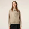 Veste Ami de Coeur en nylon beige à boutons-pression