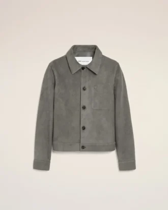 Veste boutonnée Ami de Coeur en cuir de chèvre gris